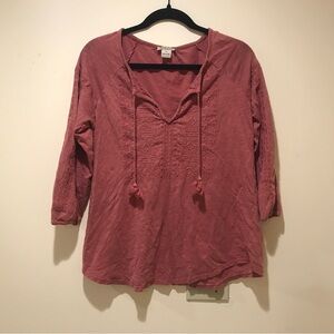 Lucky Brand 100% cotton Peasant Top/ Tunic with embroidery (M)